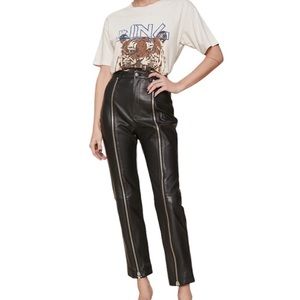 LPA double zip up leather pant